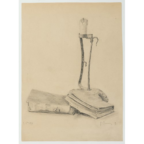 Still Life with Two Books and a Candle